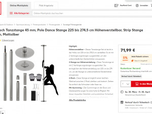 Šipka za ples, 45 mm,podesiva po visini 225-274,5cm, mat srebrna