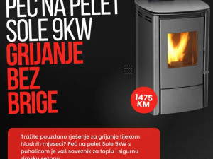 Šporet Peć na pelet SOLE 9kW Kamin Peći