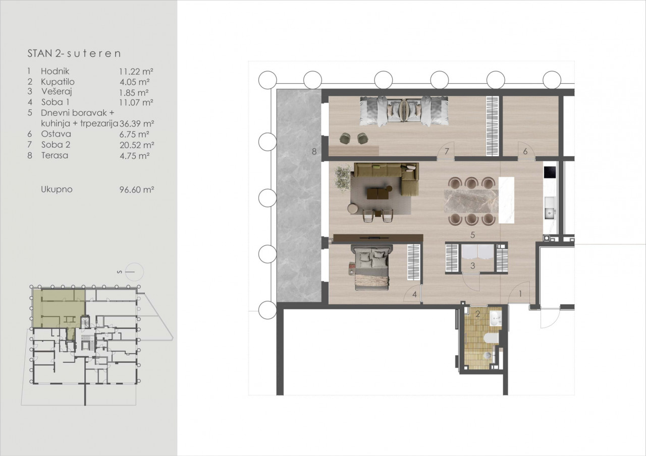 MY SPACE/ Stan/ Breka/ NOVOGRADNJA PALAZZO/ 96m2 2