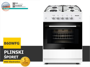 PLINSKI ŠTEDNJAK ŠPORET B60WFG MAX KOMPLET NA PLIN & RERNA