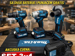 Aku Bušilica, Aku Odvijač i Aku Brusilica 128v (Makita Set 3u1)