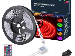 Led traka RGB 5m sa adapterom i daljinskim