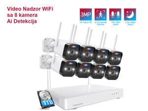 VIDEO NADZOR WiFi 8x kamera Color Nocno