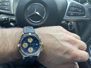 Muški sat Breitling chronomat automatic blue gold dial 93g