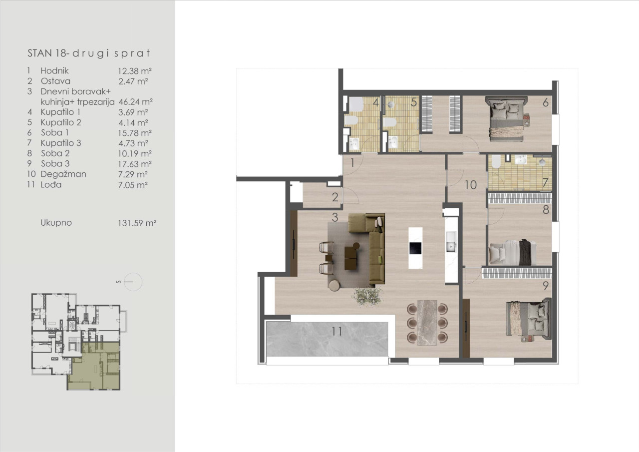 MY SPACE/ Stan/ Breka/ NOVOGRADNJA PALAZZO/ 132m2 2