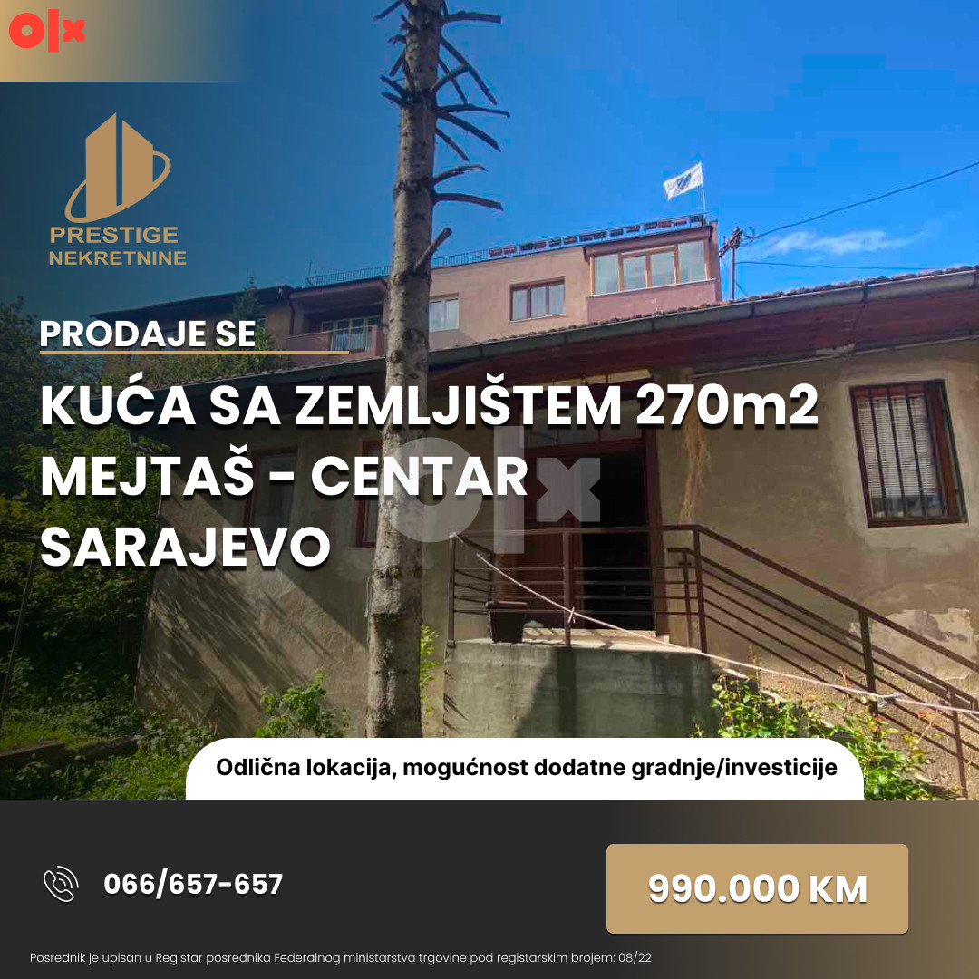 Kuća sa zemljištem 270m2 - Mejtaš/Sarajevo