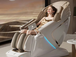 Masažna fotelja Bež 5D Masaža celog tela+Muzika**NOVO 2025**