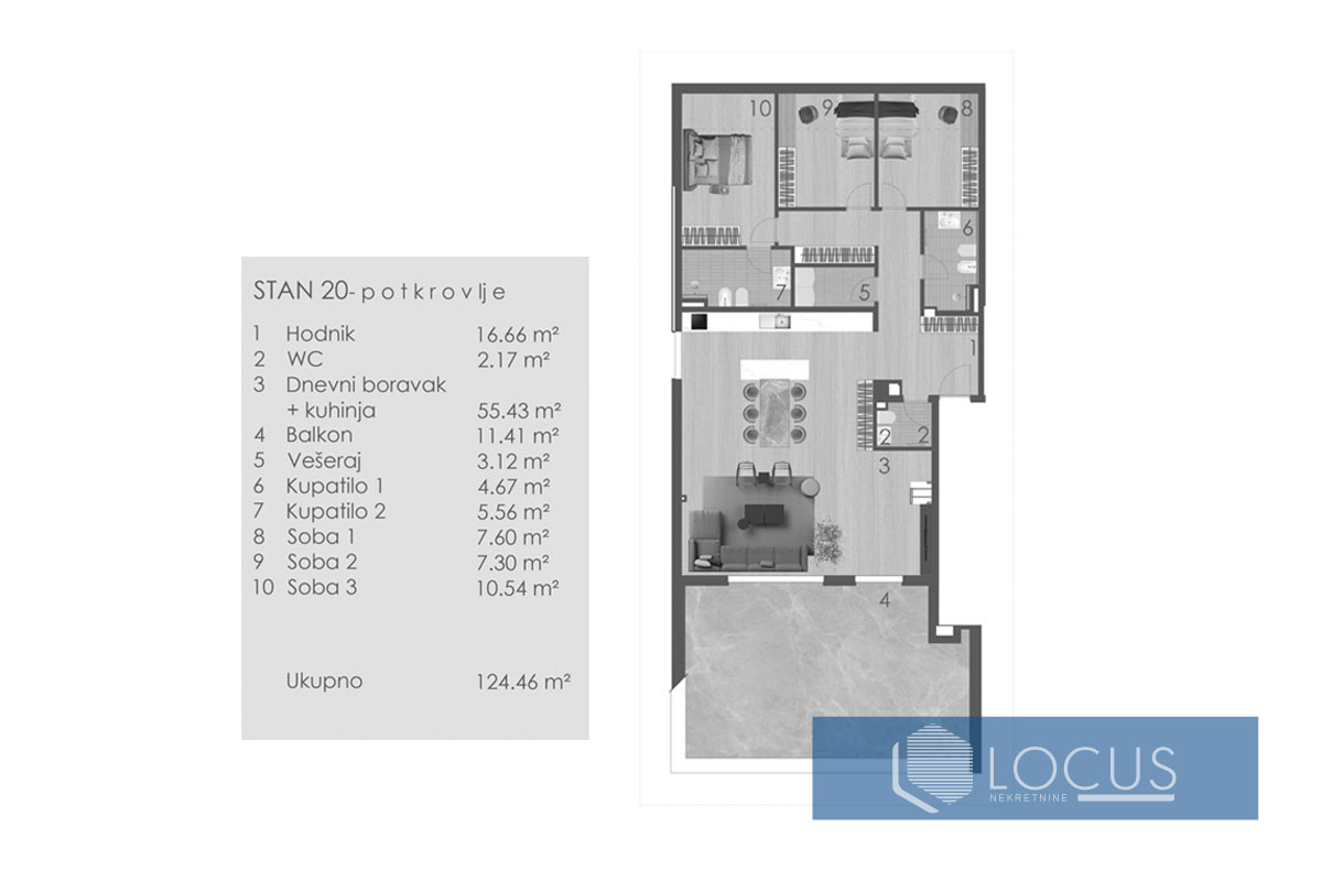 LUKSUZNA NOVOGRADNJA,CENTAR! PENTHOUSE 126-171m2 2