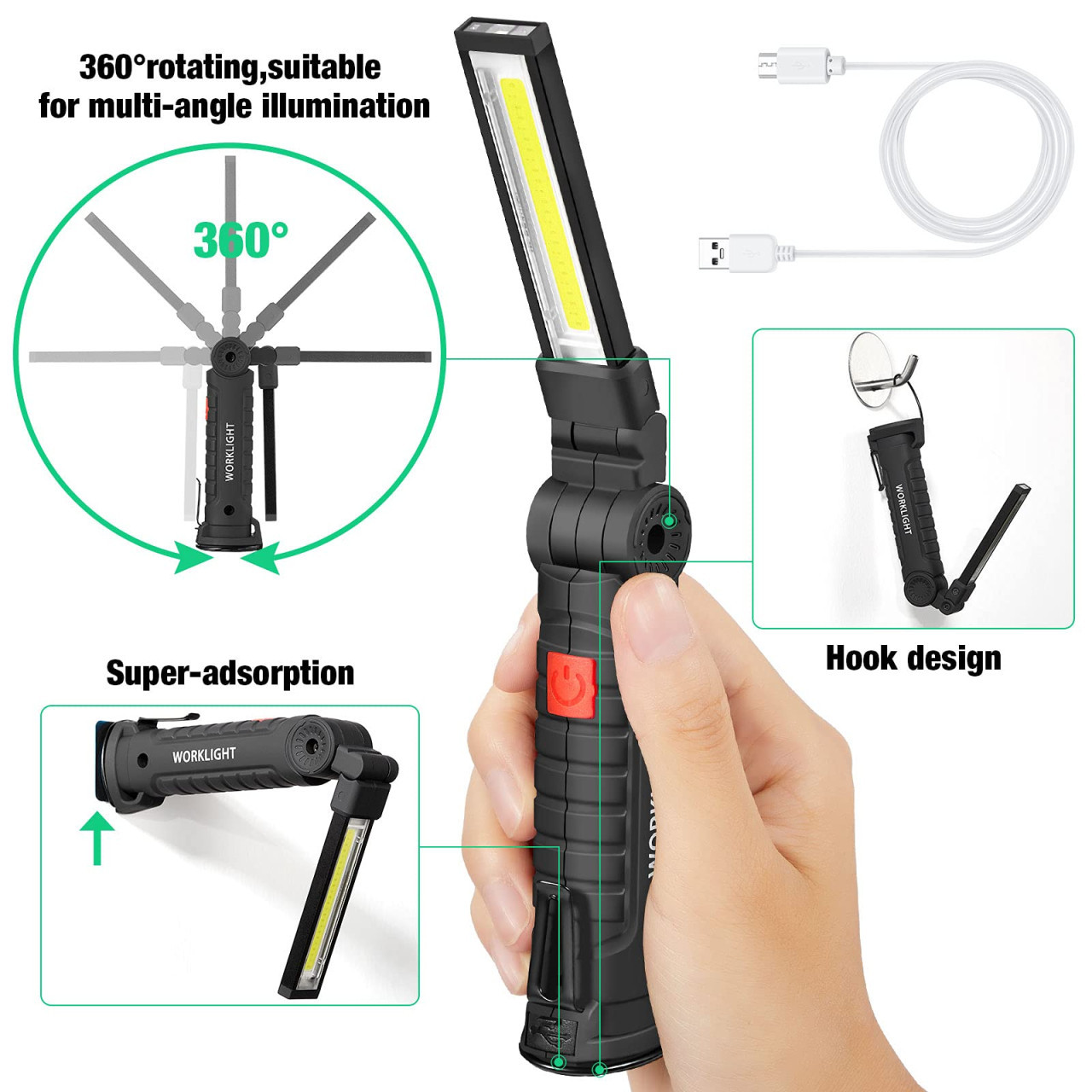 LED lampa ARMOR sa magnetom (360 stepeni)