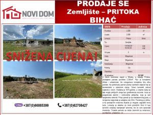 SNIŽENO - Zemljište sa devast.obj. - Pritoka - BIHAĆ