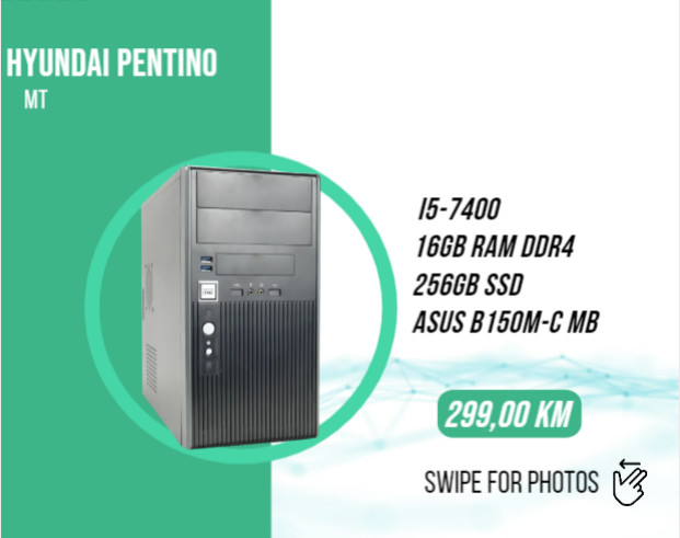 Hyundai Pentino i5-7400; 16GB RAM; 256GB SSD; ASUS MB Desktop