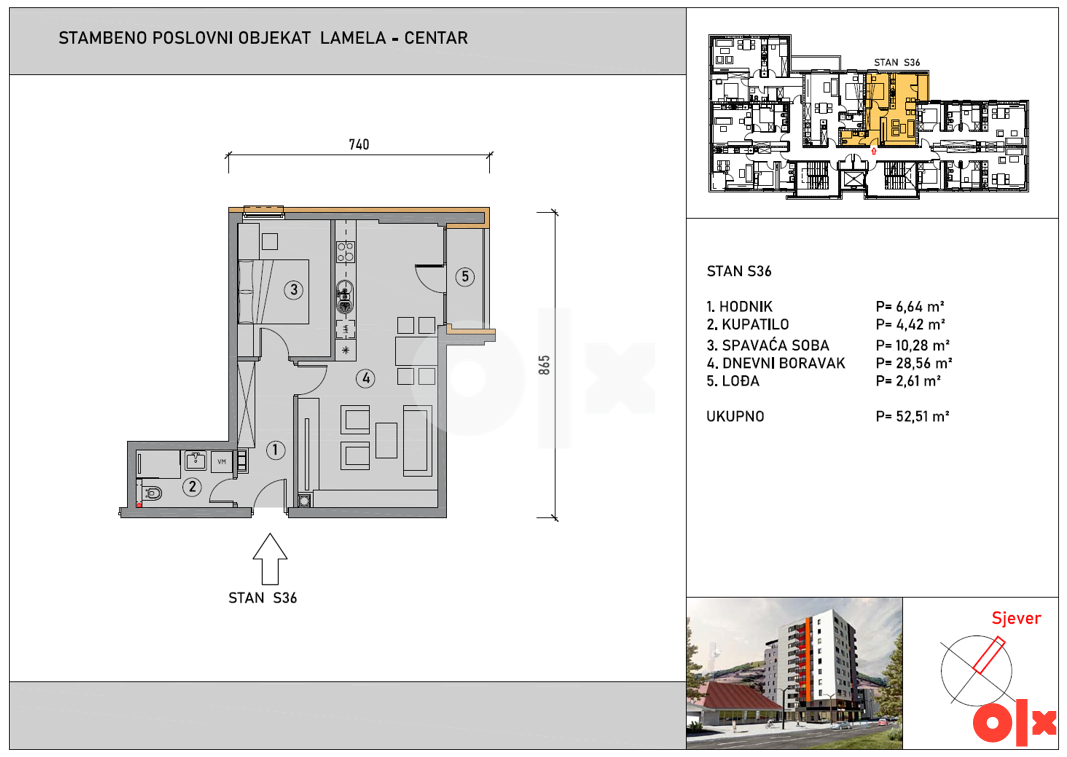 52.51m2/dvosoban stan/NOVOGRADNJA/Centar/Craft/Kiseljak 2