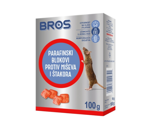 BROS parafinski blok protiv miševa i štakora 100g
