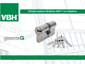 Cilindar kodirani 30/60mm SKG**-sa 5 ključeva