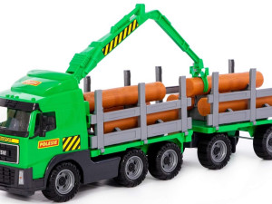 Kamion sa prikolicom i drvima Volvo trupci, igračke