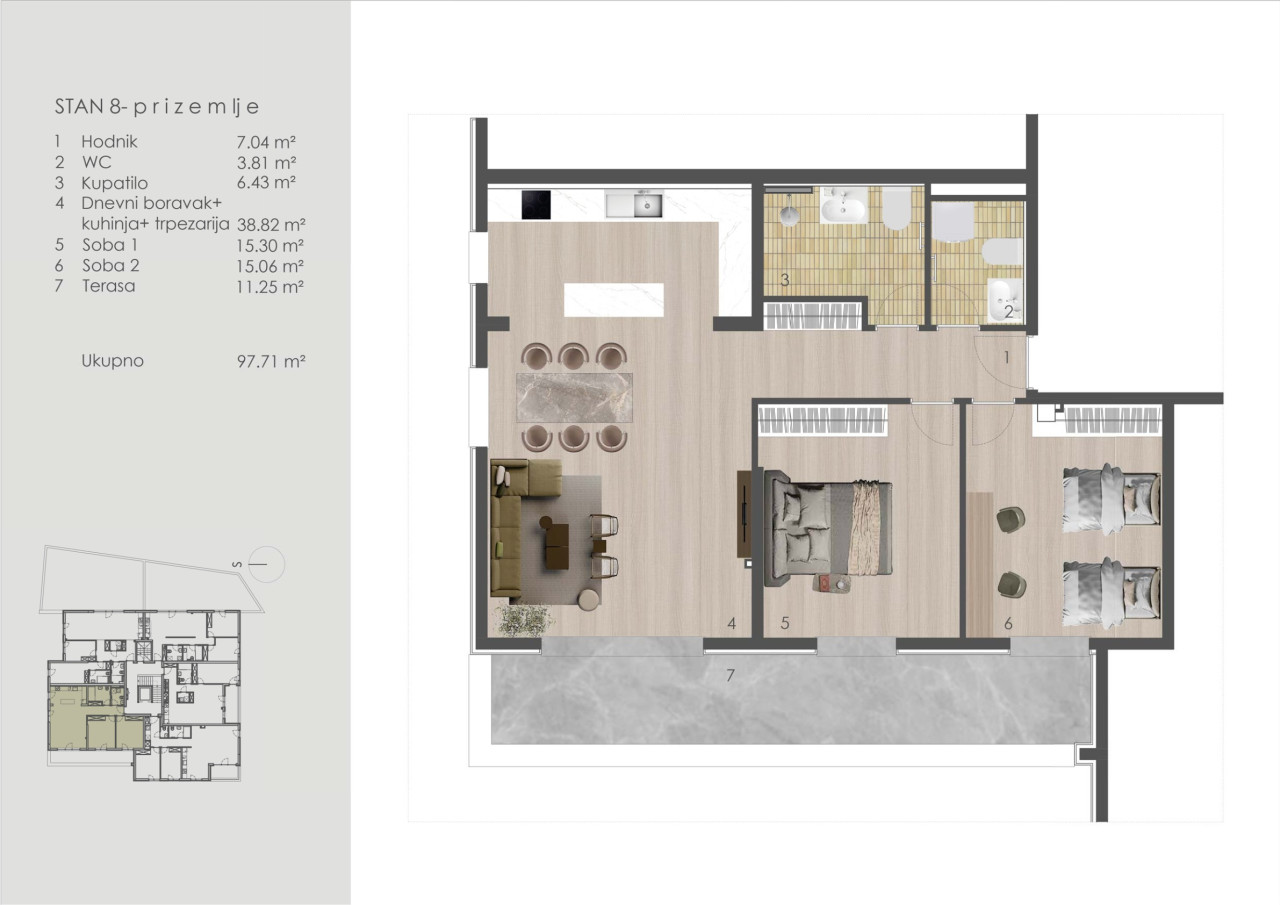 MY SPACE/ Stan/ Breka/ NOVOGRADNJA PALAZZO/ 97m2 2
