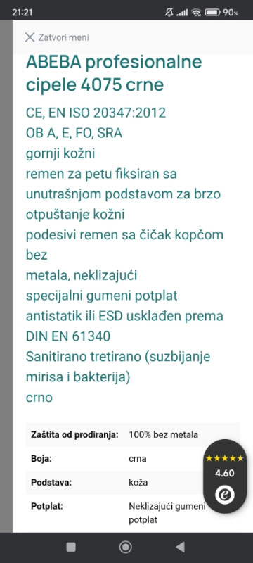 ABEBA PROFI OB FO ESD SRC br.40 RADNE KLOMPE CIPELE PAPUČE