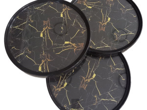 Stolić set 3/1 - Set klub stolića 3/1 zlatni print