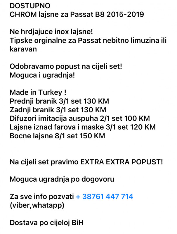 Full chrom lajsne Passat 8 Passat B8 HIGHLINE