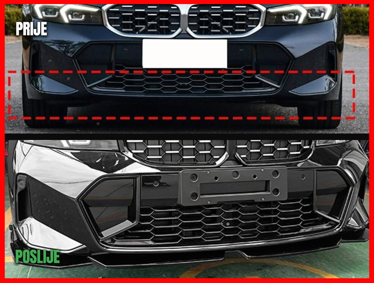 BMW 3 G20 G28 2023+ Lip Spojler Spliter za prednji M branik