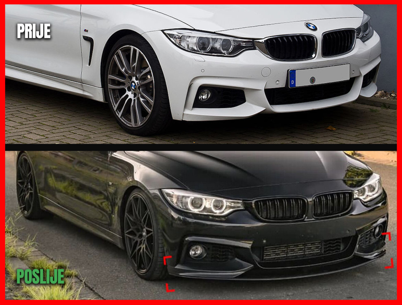 BMW 4 F32 F36 Lip Spojler Spliter za prednji branik M optic