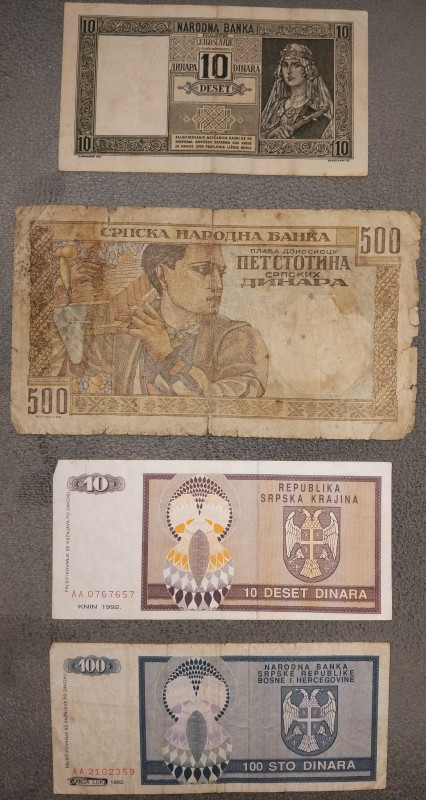 Srpski dinari 1928, 1941 i 1992; Reich marke 1908, 1922 i 1923