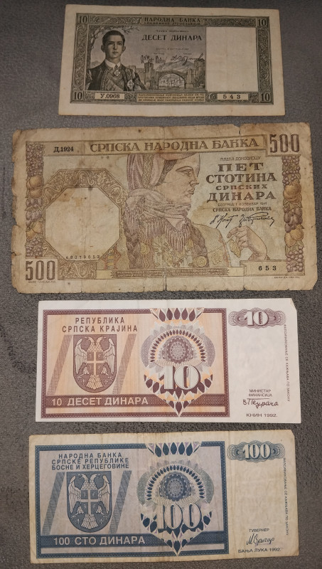 Srpski dinari 1928, 1941 i 1992; Reich marke 1908, 1922 i 1923
