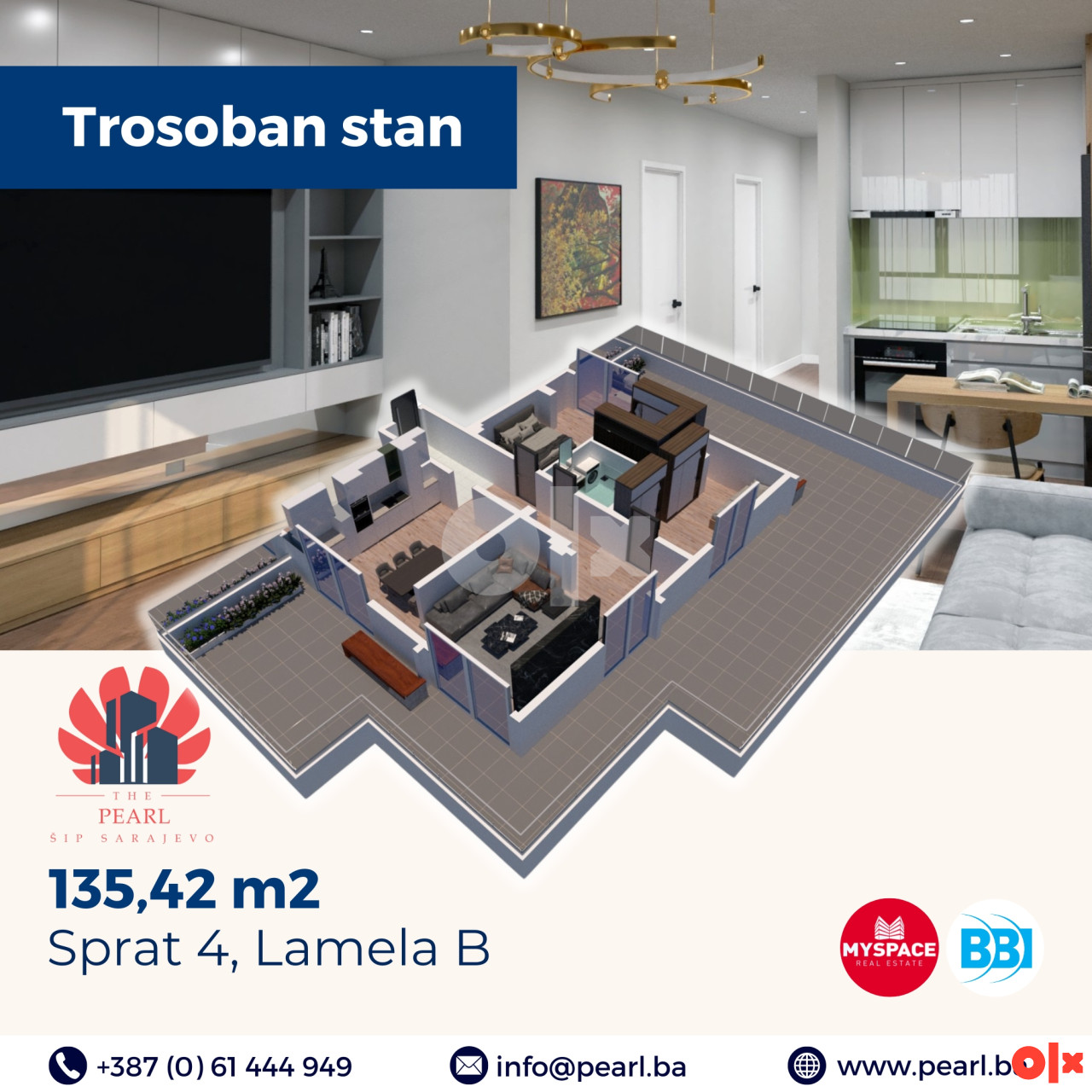 MY SPACE/ Stan/ NOVOGRADNJA PEARL SIP/ 135m2