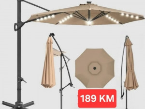 Suncobran viseci sa LED rasvjetom i solarnim punjenjem