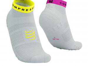 ČARAPE COMPRESSPORT PRO RACING LOW WHITE/YELLOW/PINK