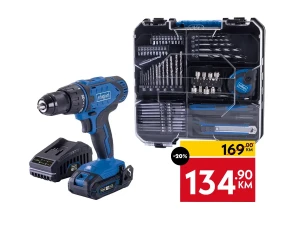 Scheppach aku bušilica odvijač sa 74 komada pribora