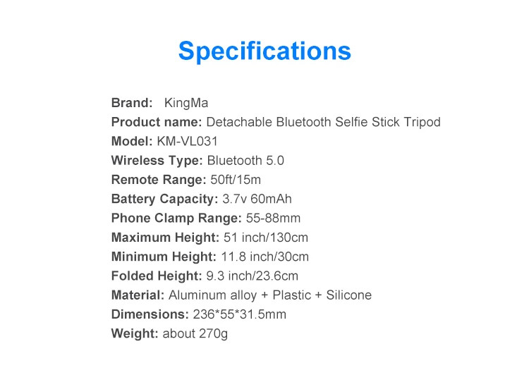 Kingma KM-VL031 Bluetooth selfi stap selfi stik tripod iPhone