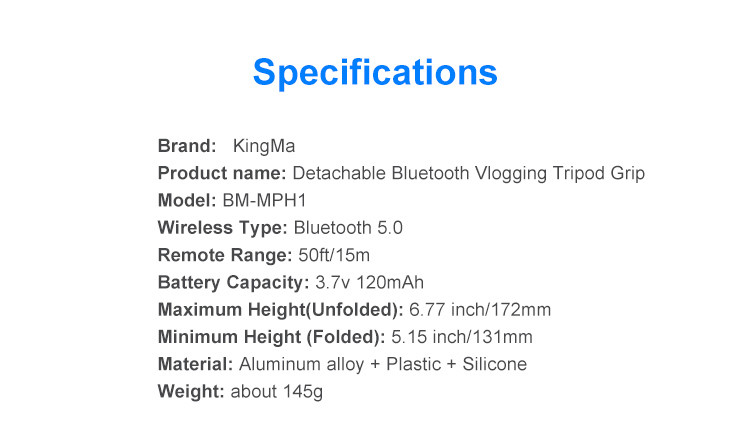 KingMa Wireless Vlogging Tripod Grip za iPhone 15/14/13/12/11