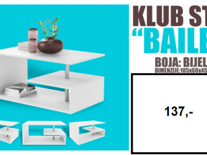 Klub stol Bailey bijeli