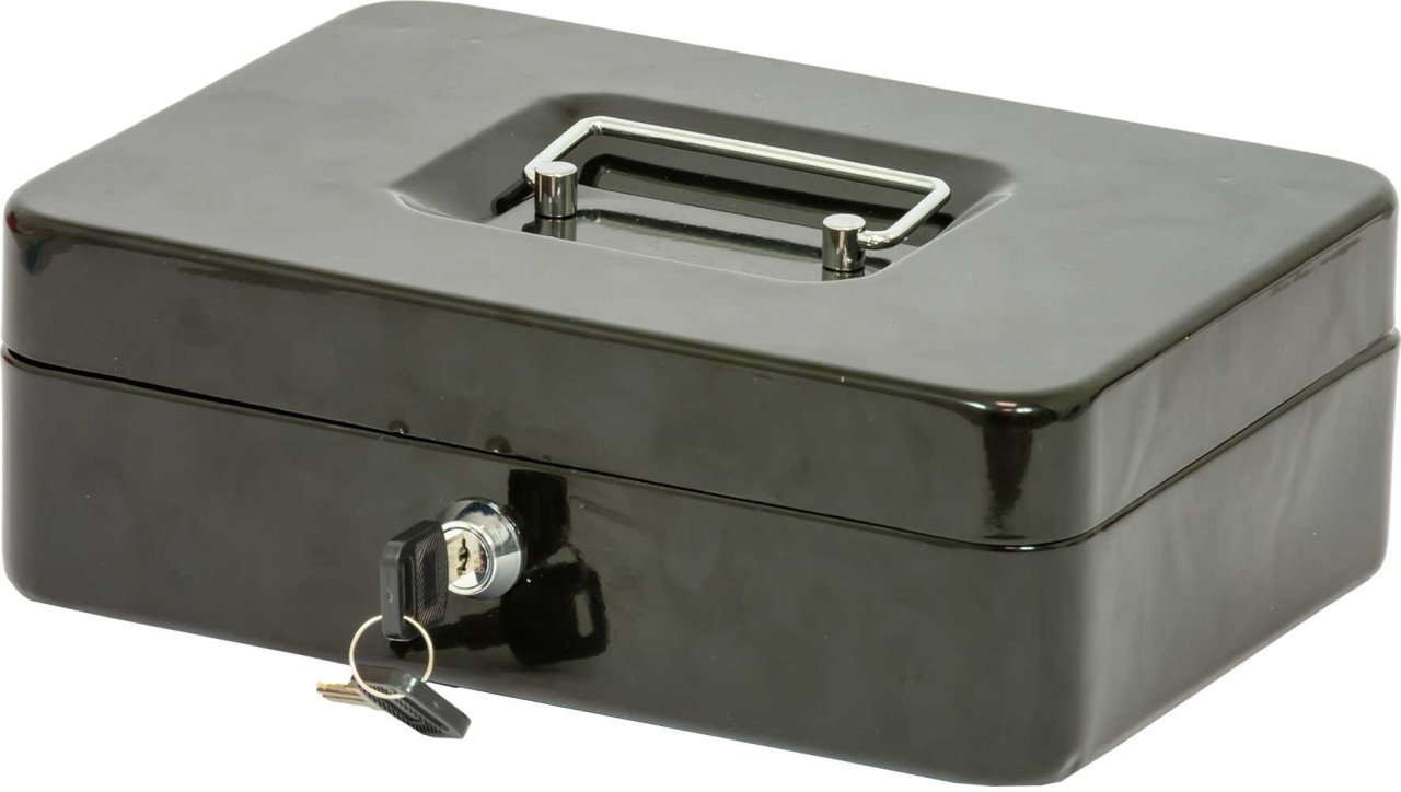 METALNA KASA SA ODJELJKOM ZA EURO KOVANICE 30X24X9 CM
