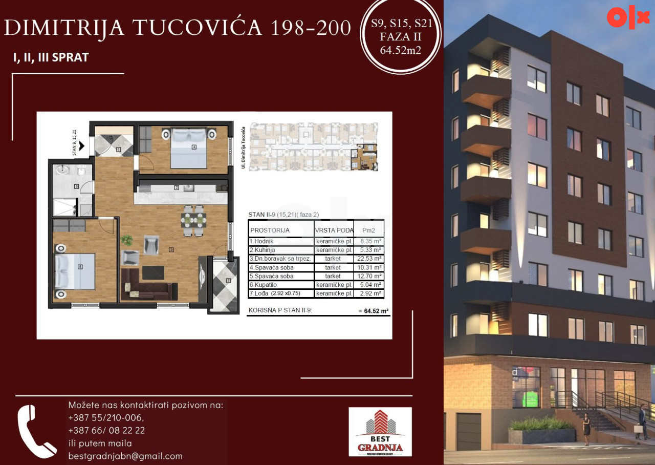 Stan Bijeljina 64.52m2