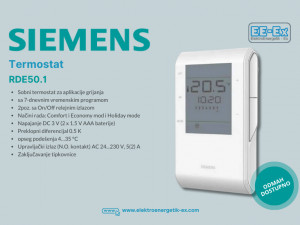 Siemens sobni termostat 4-35 C, RDE50.1