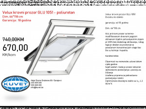 AKCIJA - Velux krovni prozor GLU 66*118 cm