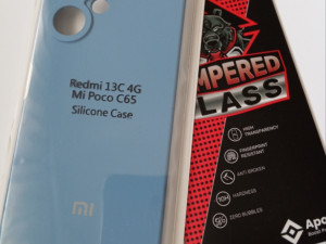 Redmi 13c/Poco C65 silikonska maskica s logom i staklo 25 KM