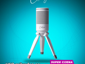 Carry-on USB mikrofon sa sklopivim stalkom, bijeli