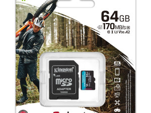 Kingston micro SD 64GB CanvasGoPlus r/w:170MB/s/70MB/s