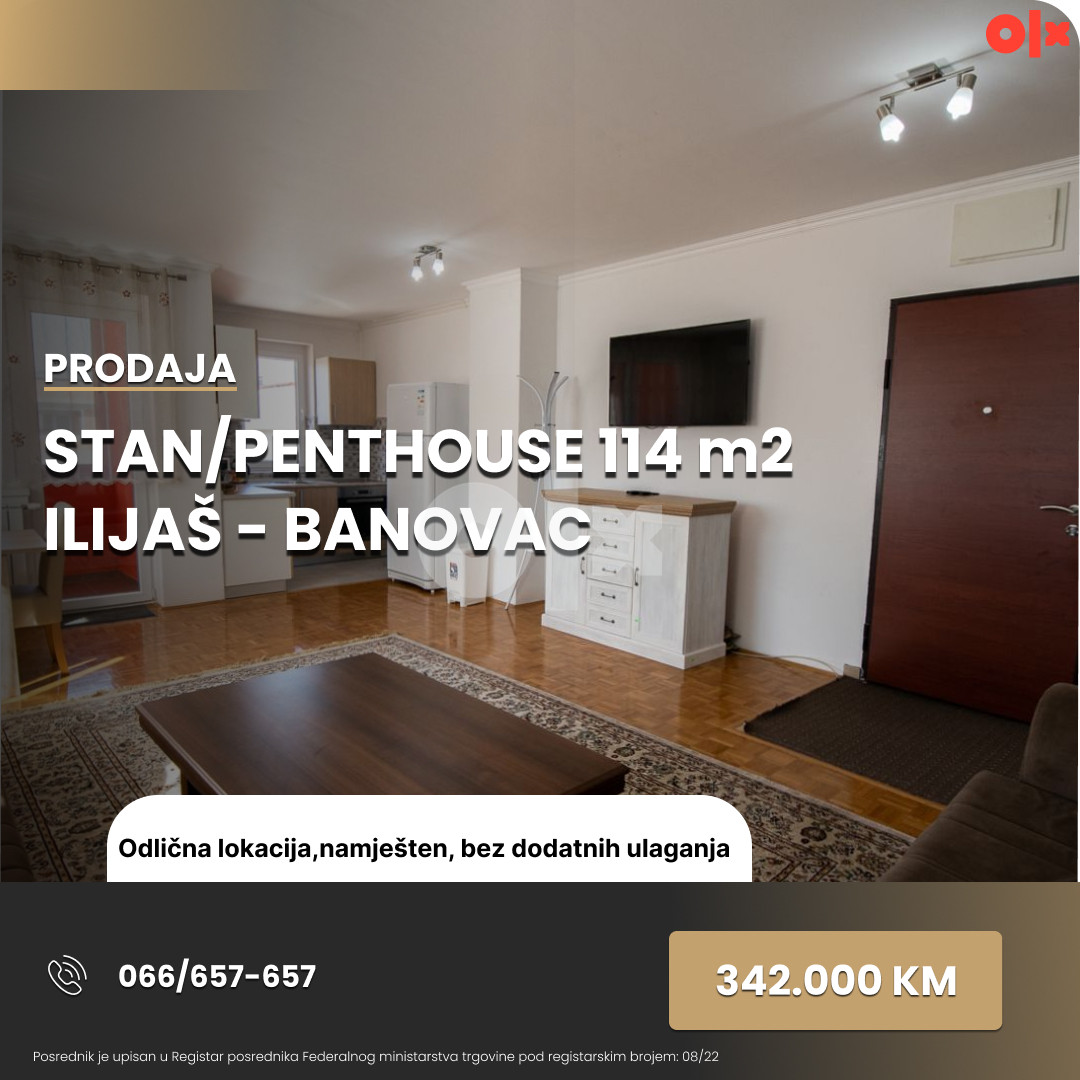 Stan/penthouse 114m2 - Ilijaš/Banovac