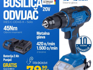 Scheppach aku bušilica odvijac IXES C DD45 X + PUNJAC BATERIJA