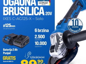 Scheppach aku ugaona brusilica IXES C AG125 X+ PUNJAC BATERIJA