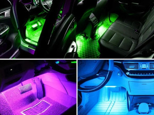 Led trake za auto 4 komada RGB senzor za muziku daljinski