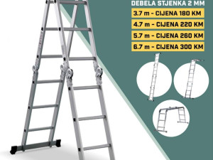 Aluminijske ljestve sklopive 4,7 metara