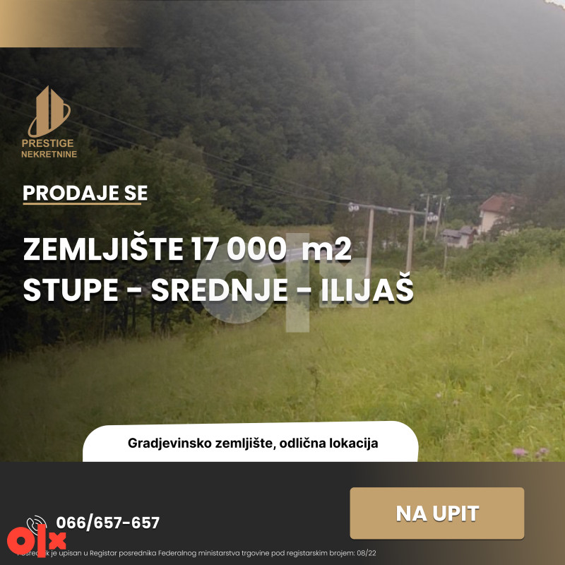 Zemljište 17000m2 - Stupe - Srednje - Ilijaš