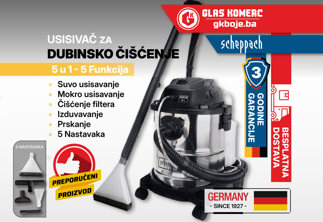SCHEPPACH Usisivač za Suho, Mokro i Dubinsko Pranje SprayVac20