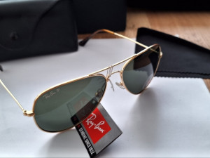 Ray Ban aviator,gold/green,polaroid,vel 58 i 62,rb futrola,NOVO