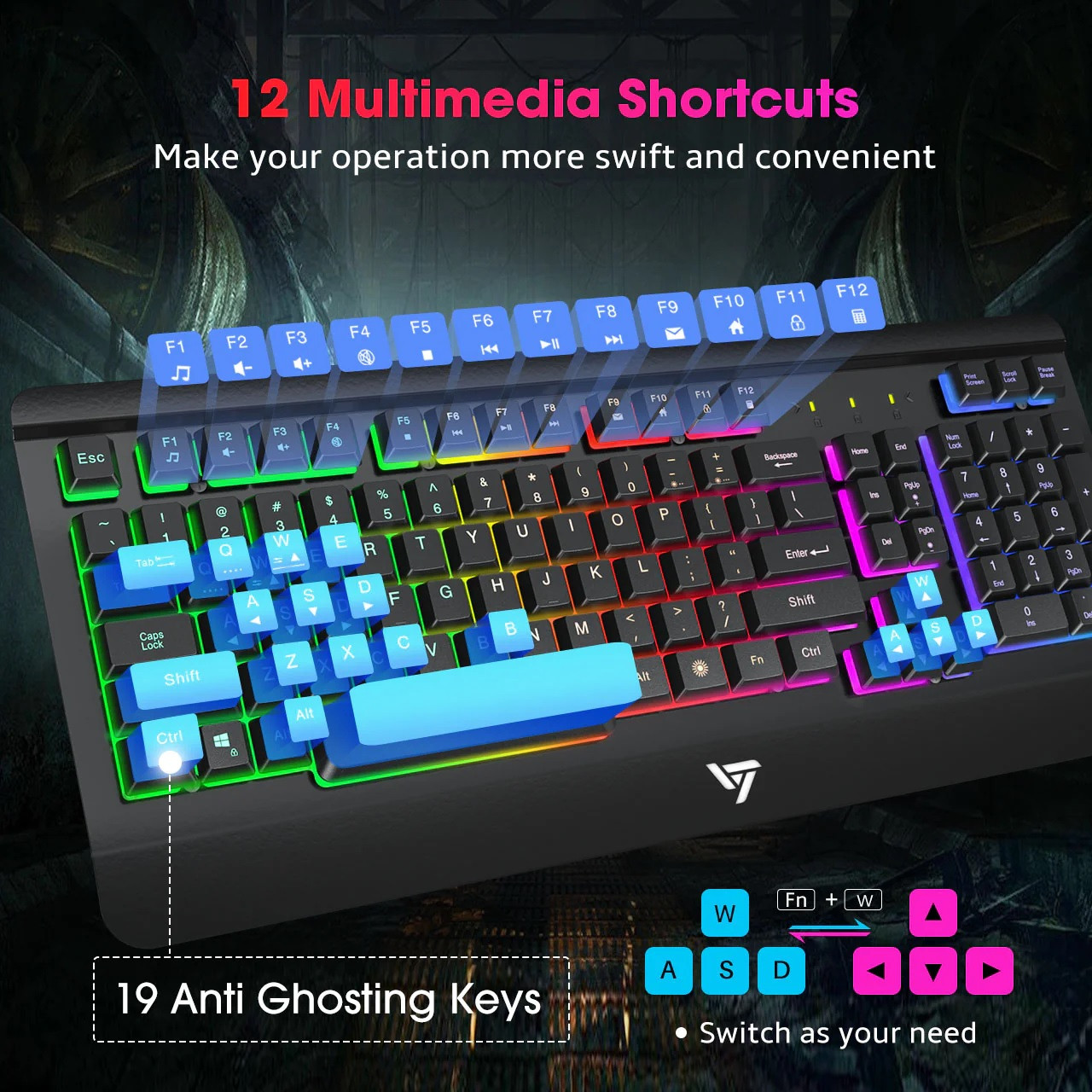 VicTsing PC279 gaming tastatura i miš set, metalna